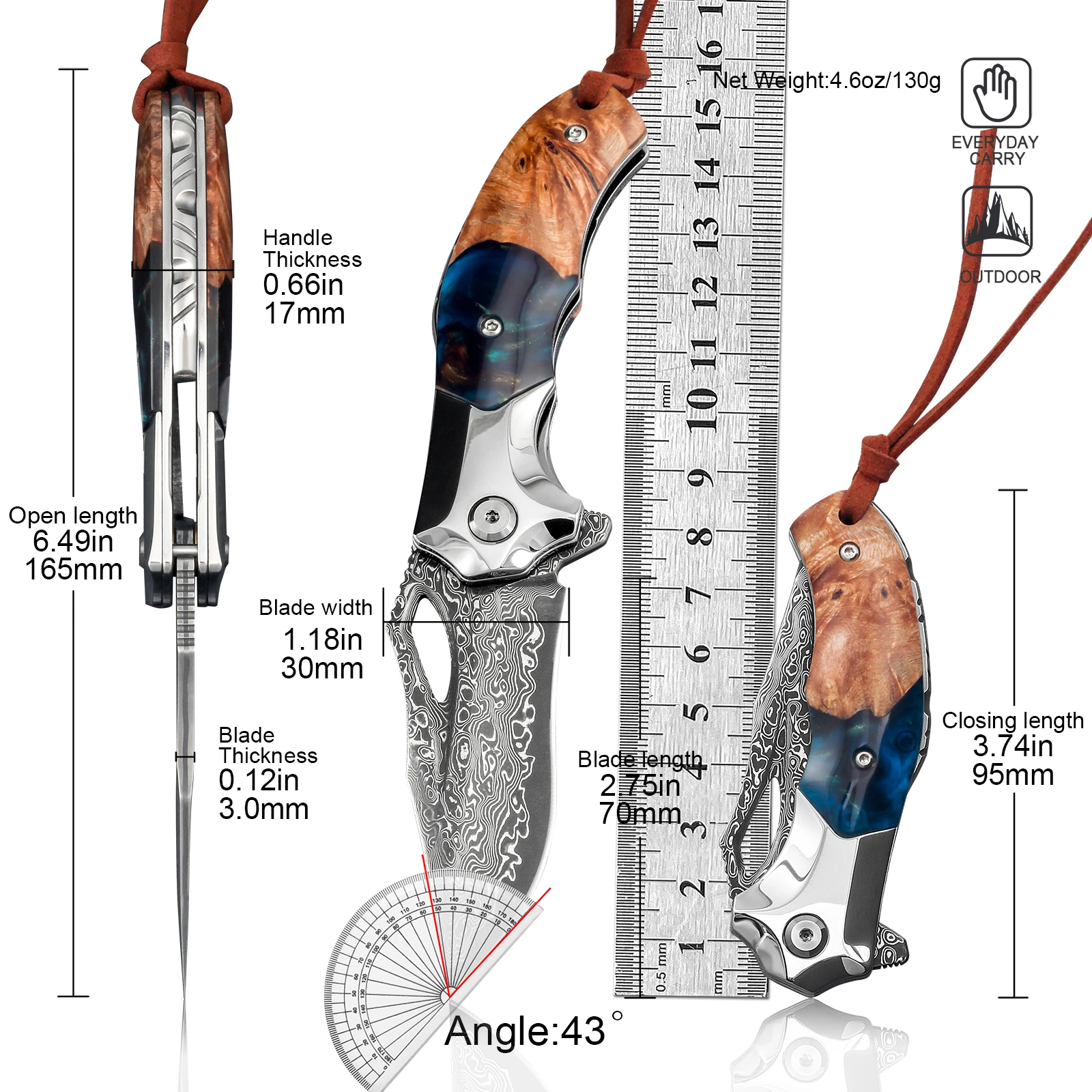 FORESAIL Handmade folding Knife Japan VG 10 Damascus Steel Pocket Knife Field Survival Outdoor Camping Fishing EDC Tool Knife