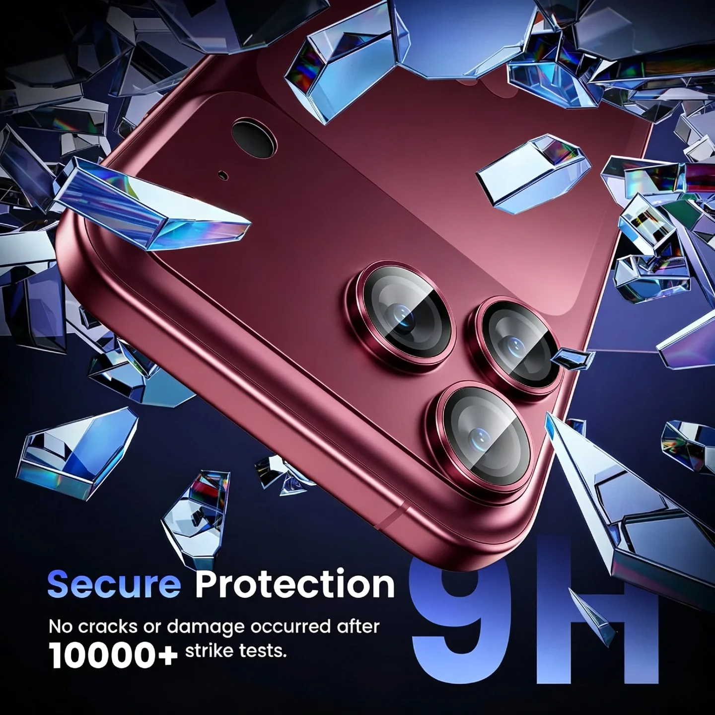 Frosted Armor Camera Lens Protector for iPhone 18 Pro Max 18 Pro One-Piece Metal Glass Integrated Protection Dark Cherry Blue view 4