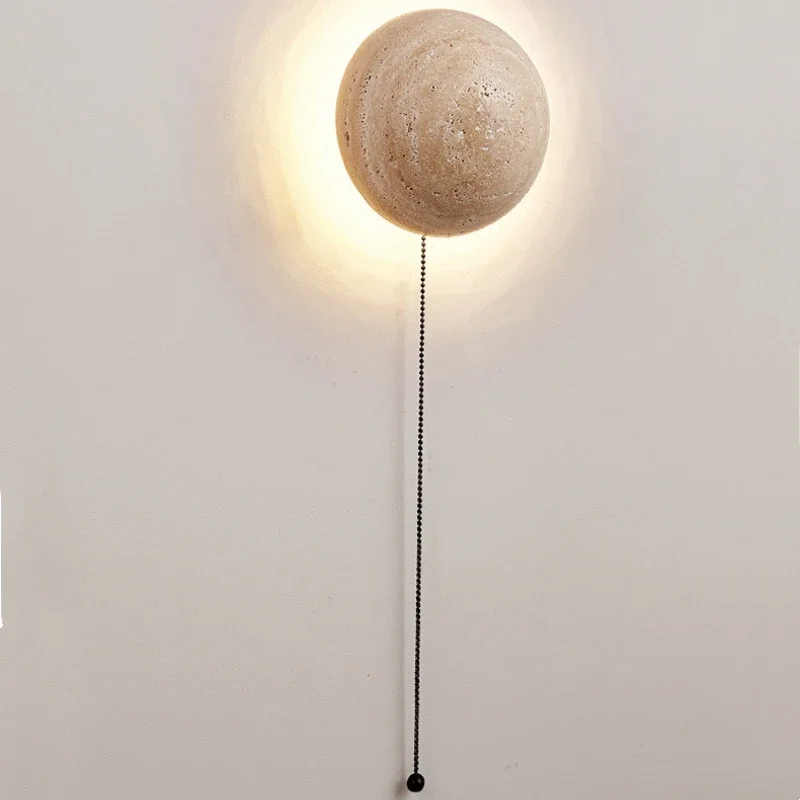 Modern Travertine Limestone Wall Lamp Corridor Aisle Bedside Natural Yellow Cave Stone Stair House Decor LED Lighting Fixture