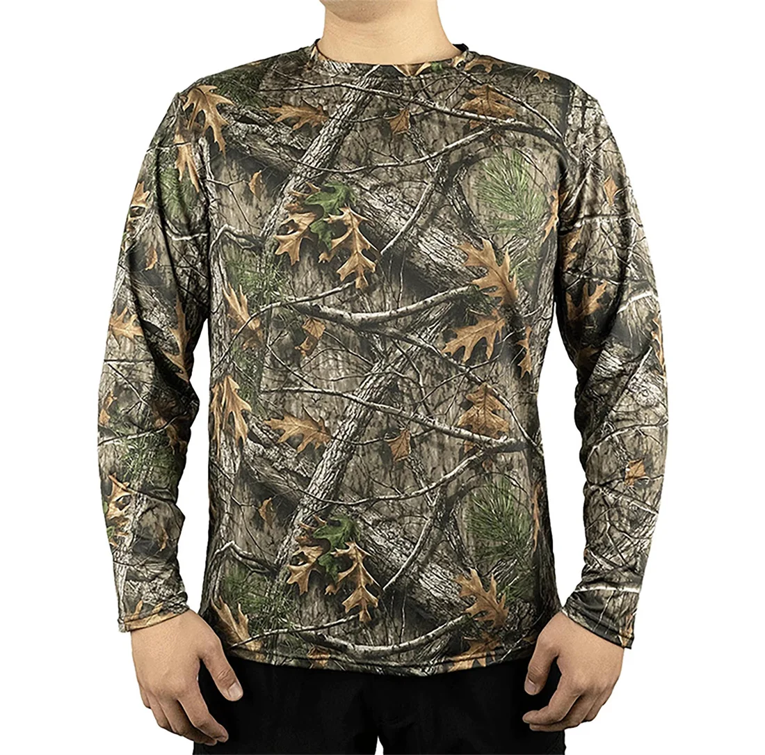 

Футболка с круглым вырезом и длинными рукавами для наблюдения за птицами, летняя солнцезащитная одежда для рыбалки, камуфляжные топы для охоты, 100-6XL