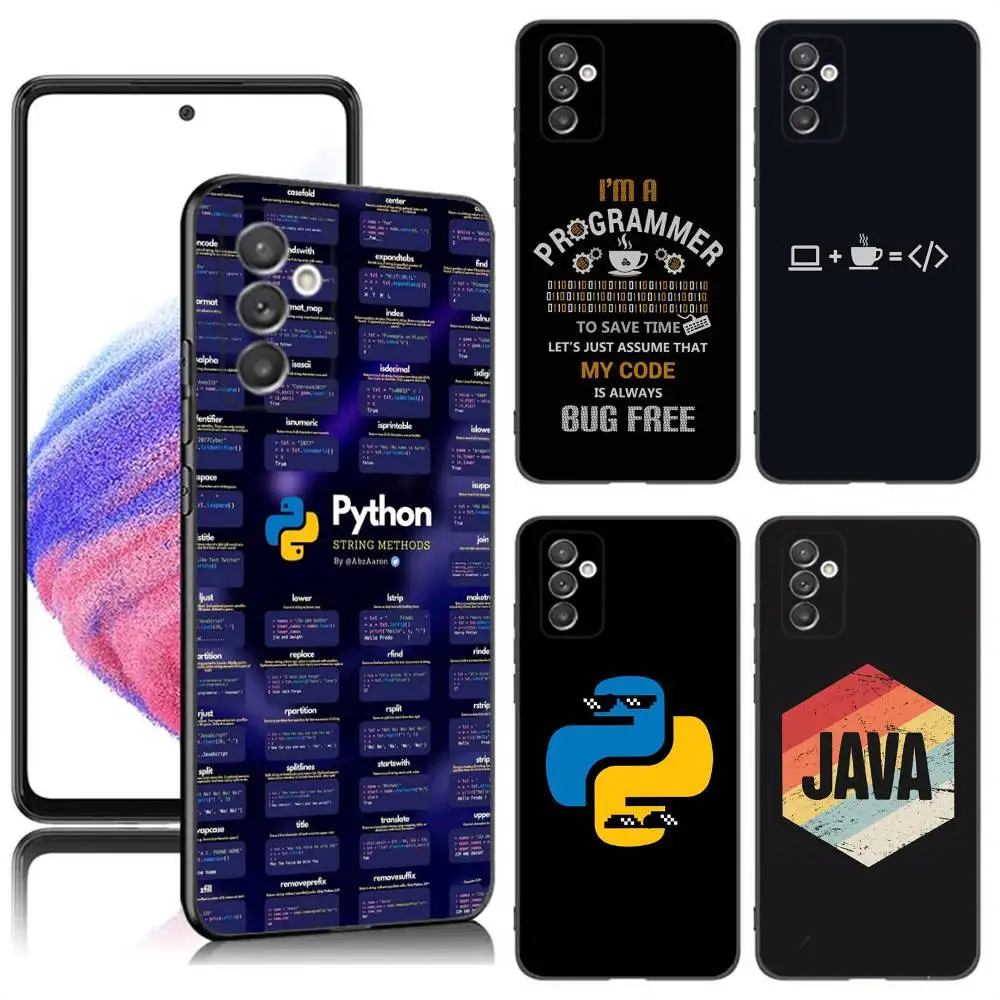 

Programming Languages Java Phone Case For Samsung S24,23,22,30,21,10,9,Ultra,Plus,Lite,FE,5G Black Soft Case