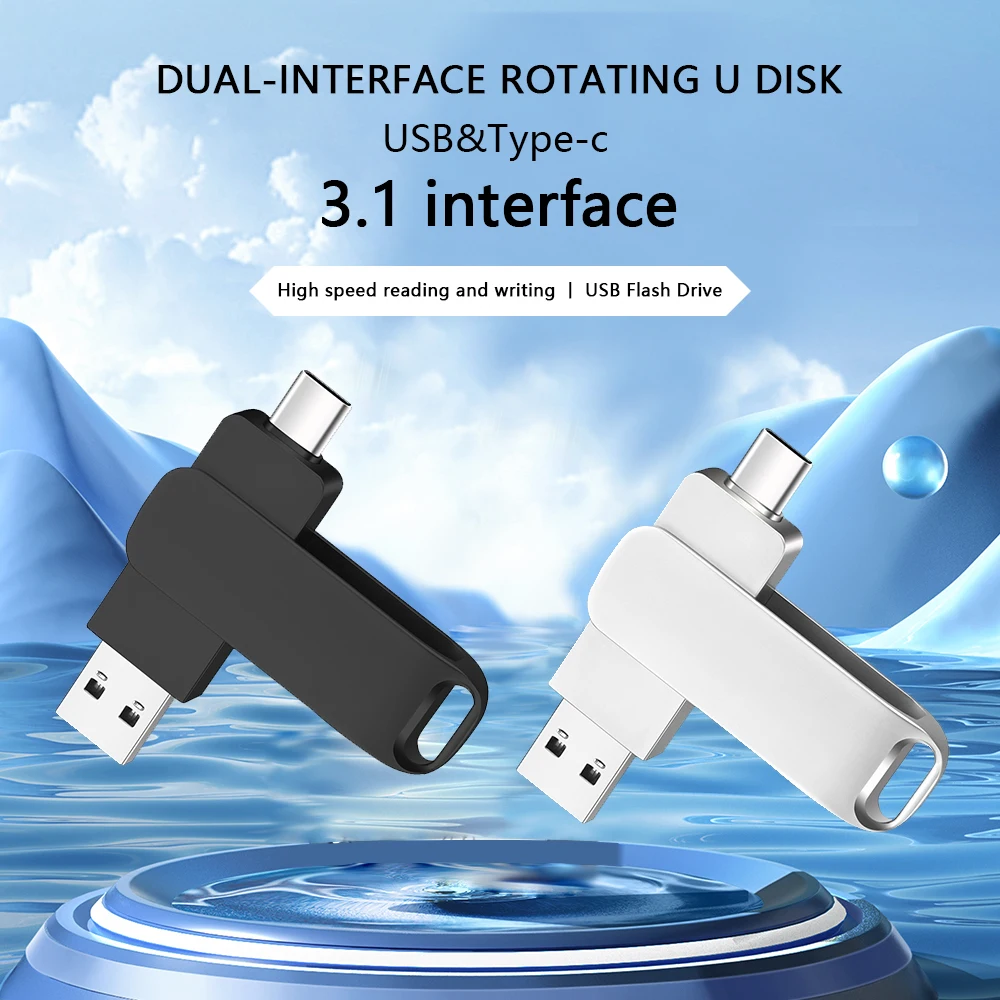 Suitable for Huawei Type-C computer, mobile phone, Laptops, USB drive 8GB-32GB, 2-in-1 high-speed rotating USB drive 64GB