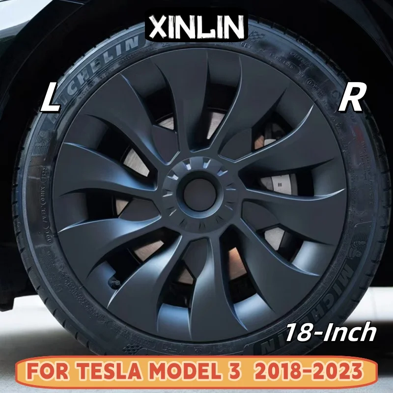 4PCS HubCap Car Replacement Performance Wheel Cover Cap Automobile Full Rim Cover Kits Part for Tesla Model 3 18 Inch 2018-2023