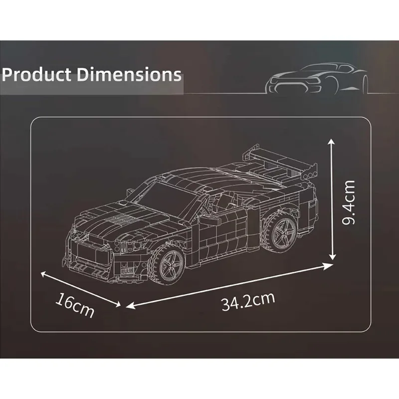 New 1556PCS Mould King 10208 Technical GT500 Building Blocks Bricks Sheby Cars Model Set for Adults Kids Christmas Easter Gifts