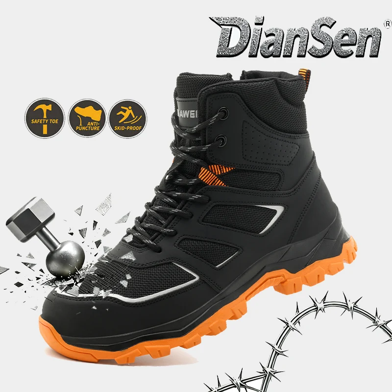

Breathable Men's Safety Shoes Lightweight Steel Toe Work Boots Anti Slip Industrial Wear Resistant Protective Boots- Flash Sale