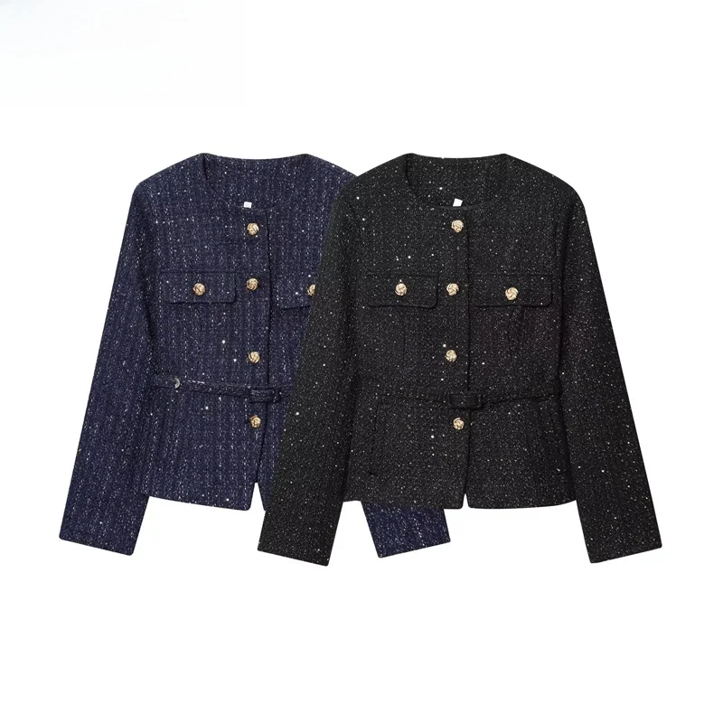 

ZBZR Spring New Women's Faionable Long Sve Coat iny Sequin Thiened Outerwear Commute Suitable Polyester Fiber