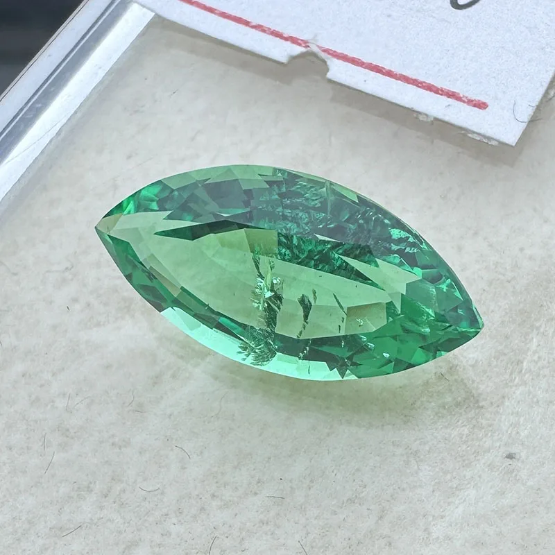 Laborgezüchteter Kolumbianischer Smaragd in Marquise-Form, Edelstein-Anhänger für DIY-Ringe, Halsketten, Ohrringe, Hauptmaterialien wählbar, Zertifikat erhältlich – Detail 2