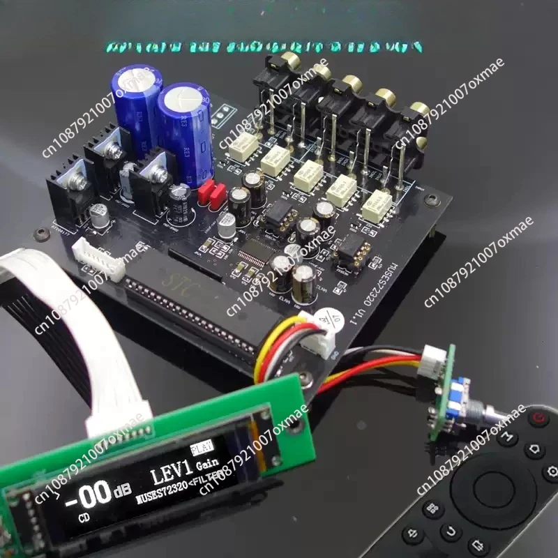 2.08 Inch OLED MUSES72320 HIFI Preamplifier Volume Controller 4 in 1 Out Relay Switching with Infrared Remote Control
