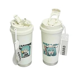 Hatsune Miku anime two-dimensional stainless steel thermos cup creative personalized straw large capacity coffee cup wholesale