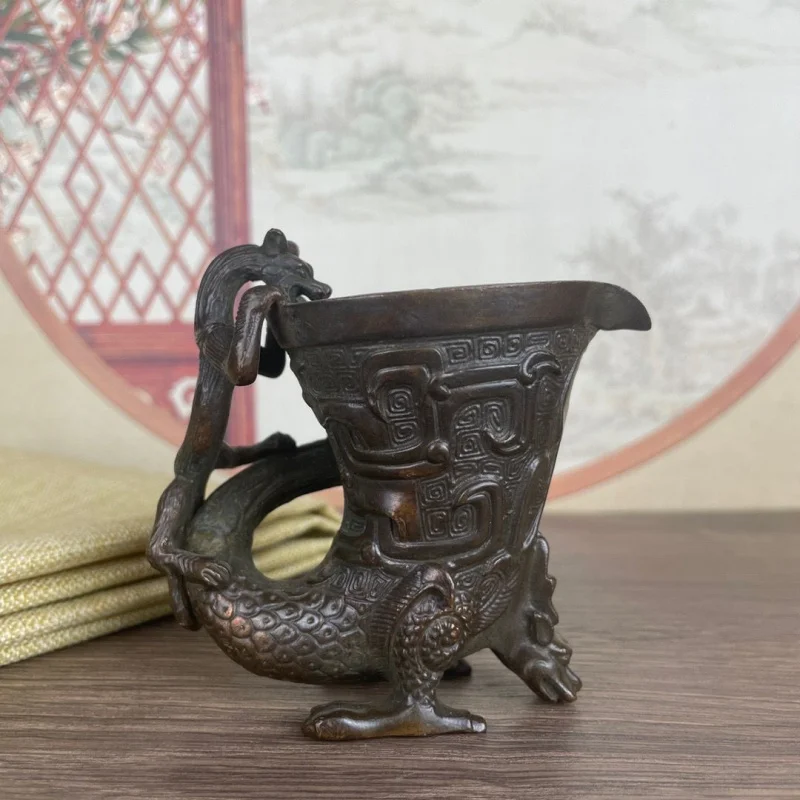 Solid old copper zodiac , galloping , wild , racing horse, symbolizing success, tea table and living room ornamen