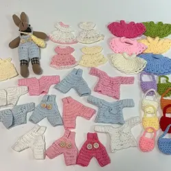 Handmade woolen hand crochet small Mini doll clothes wool knitting doll decoration DIY hand hook wool cute clothing accessories