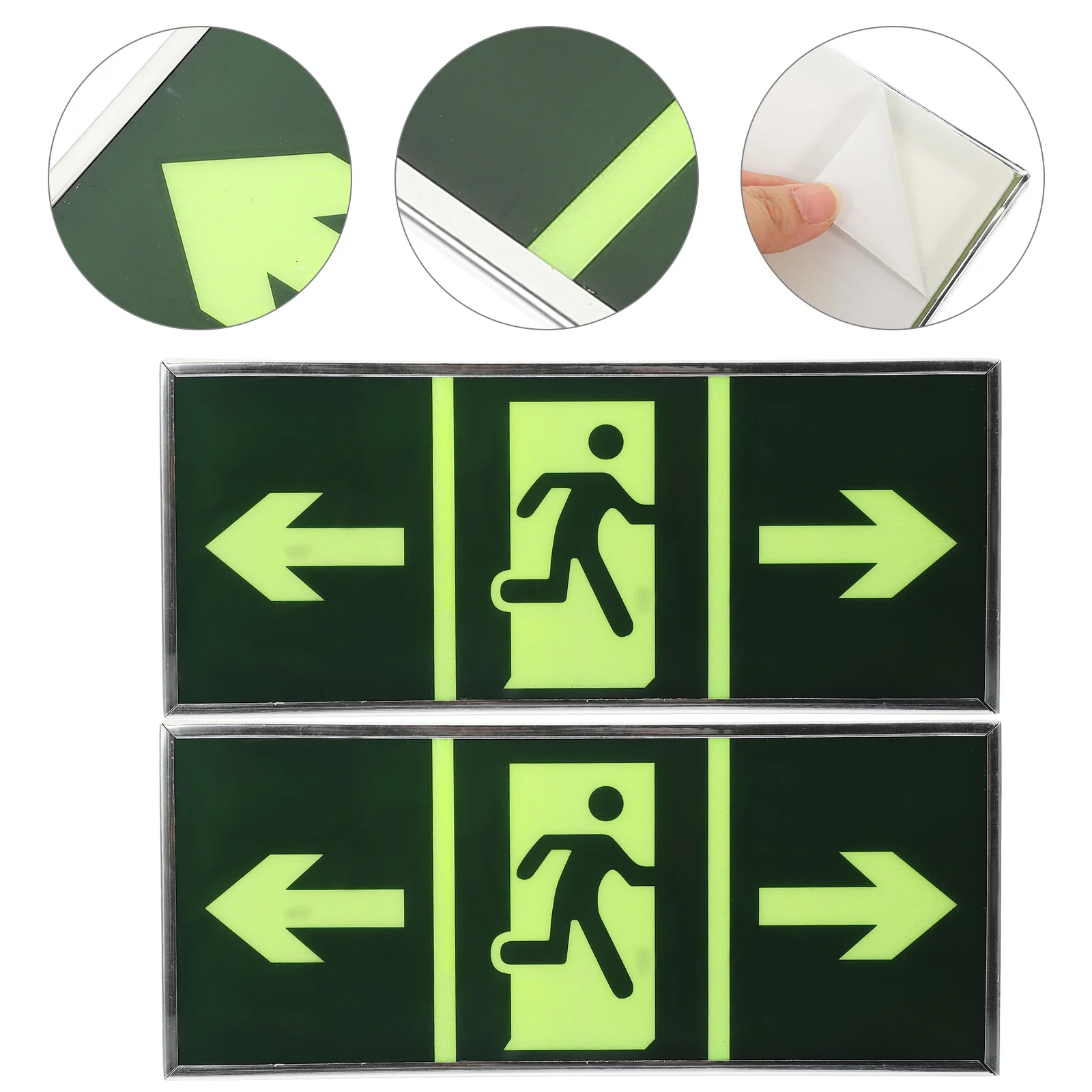 

2 Pcs Luminous Floor Stickers Exit Sign Direction Indicator Embellished Wall Acrylic -