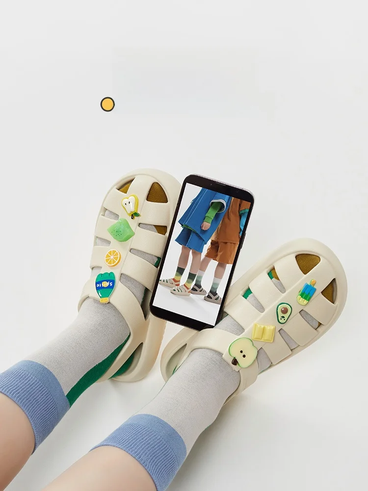 

Youdiao 2026 Новые женские сандалии, летние, с открытым носком, в римском стиле, на толстой подошве, пляжные туфли на среднем каблуке, удобные прогулочные балетки