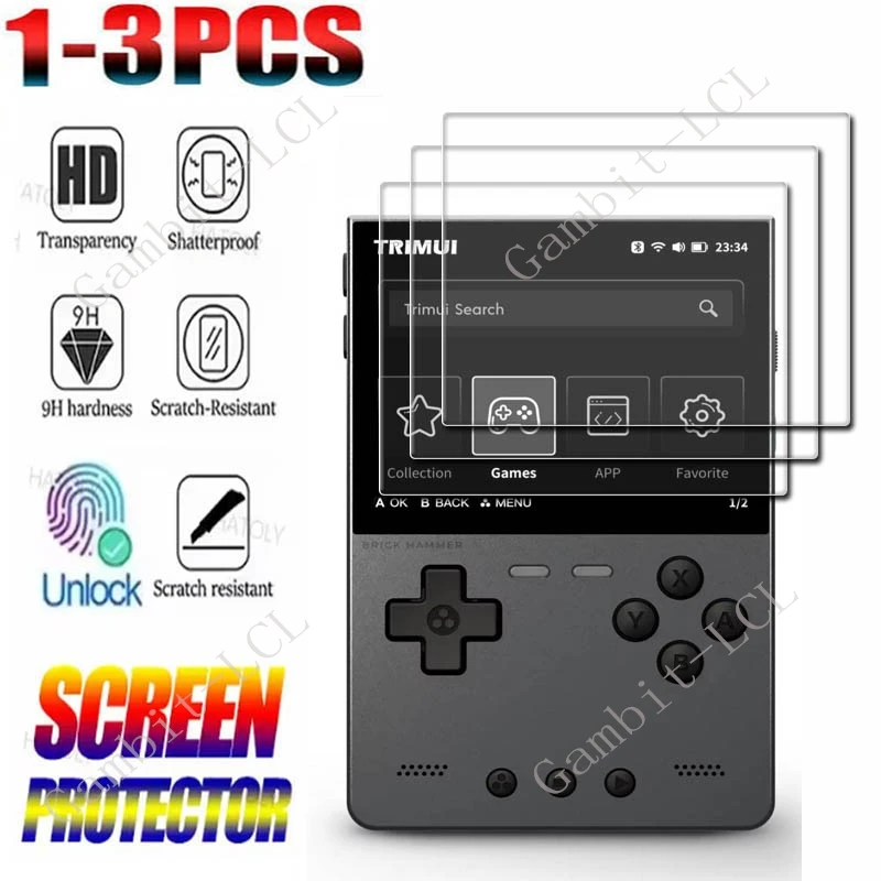 1-3PCS 9H Tempered Glass For TRIMUI Brick Hammer Console Player Games Protective Film ON BrickHammer Screen Protector Cover
