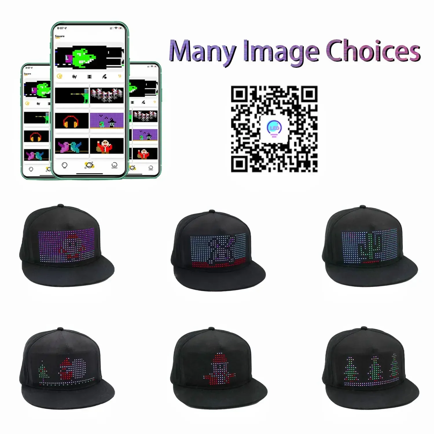 Imagem -04 - Programável Led Chapéu Brilhante com App Control Matrix Scrolling Display Texto Mensagem Padrão Disco Party Cool Baseball Cap 5v