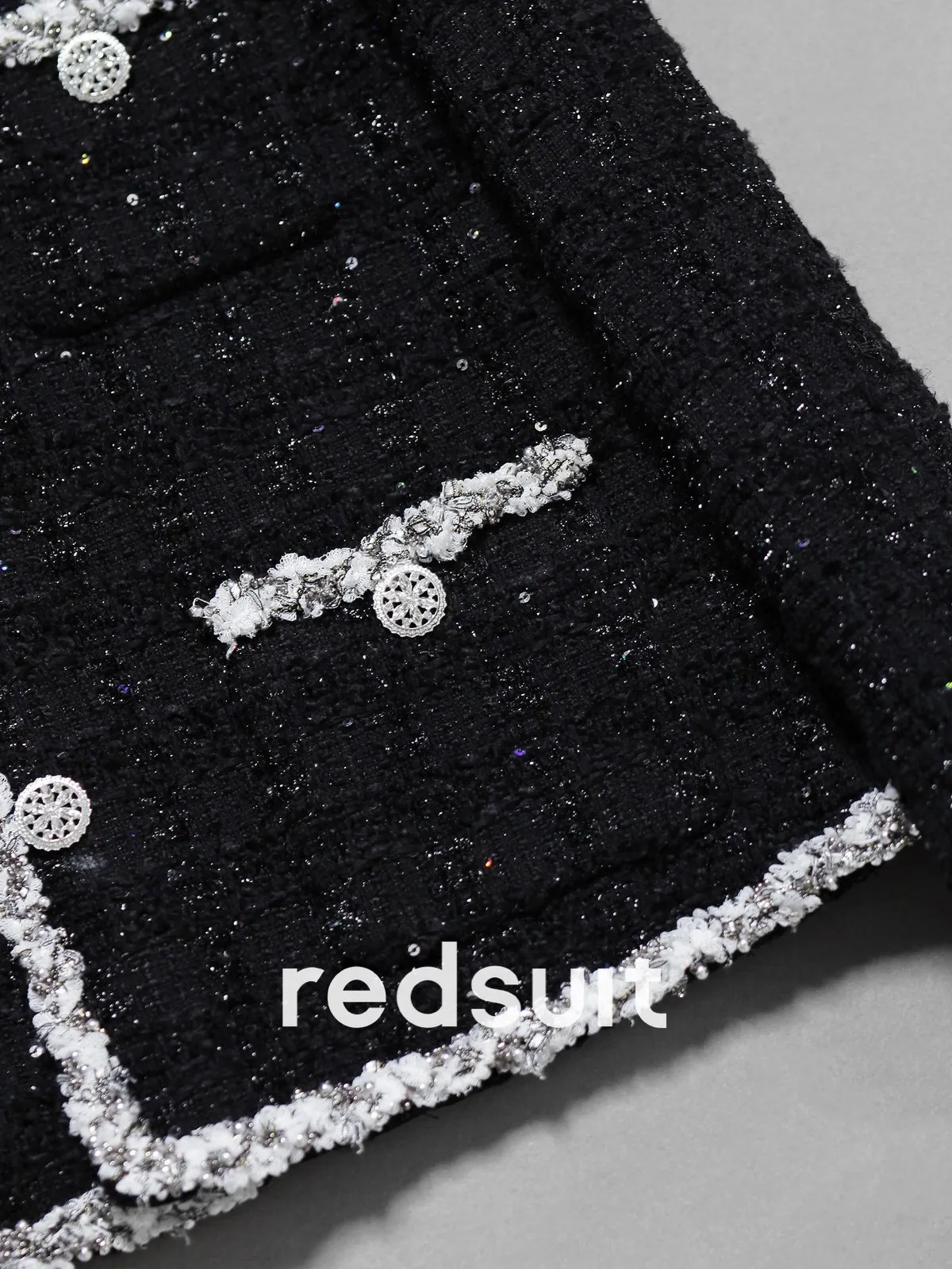 New Fashionable handmade lace sequin coarse woolen coat, high-end exquisite top Custom Size