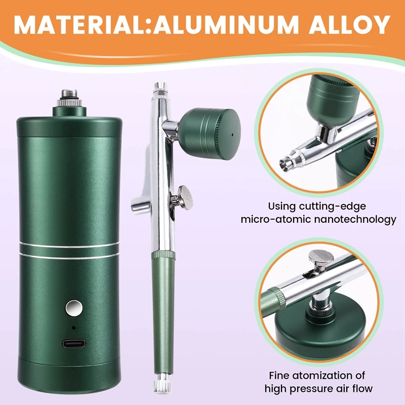 Airbrush เล็บคอมเพรสเซอร์แบบพกพาสําหรับเล็บจิตรกรรมหัตถกรรมเค้กตกแต่ง NANO Steam Gun สเปรย์คอมเพรสเซอร์