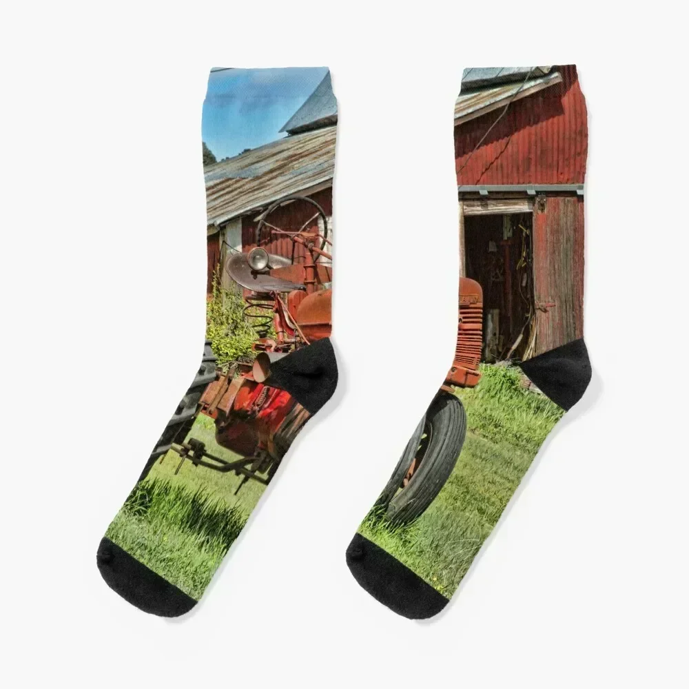 

Носки для трактора Farmall 1952 года, сумасшедшие противоскользящие забавные хоккейные носки, женские и мужские носки