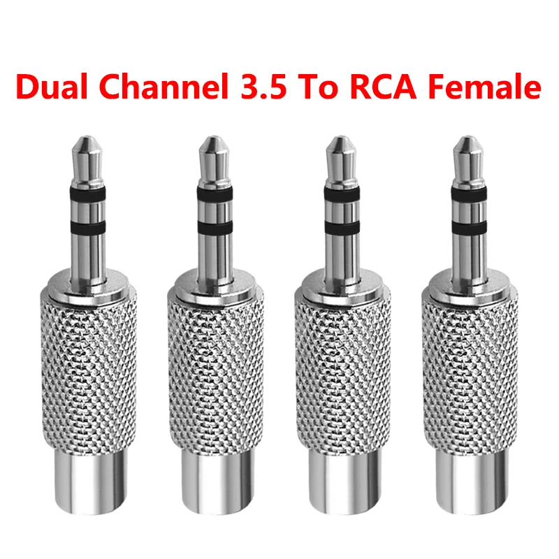 

Metal RCA Female to 3.5mm Male Plug 3 Pole TRS Audio Adapter RCA Jack Socket to 3.5mm Stereo Connector