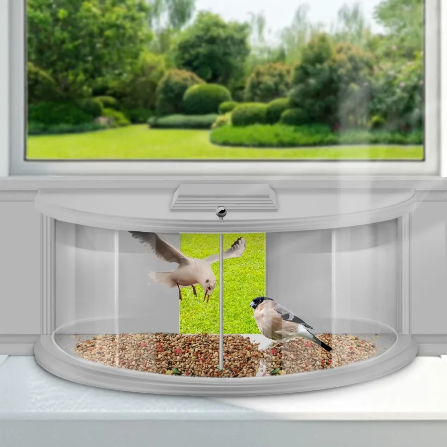 

Оконные кормушки для птиц для наблюдения внутри дома 180 ° Прозрачная, устойчивая и долговечная ветрозащитная перегородка, простая в установке и обслуживании, без газовых привалок.