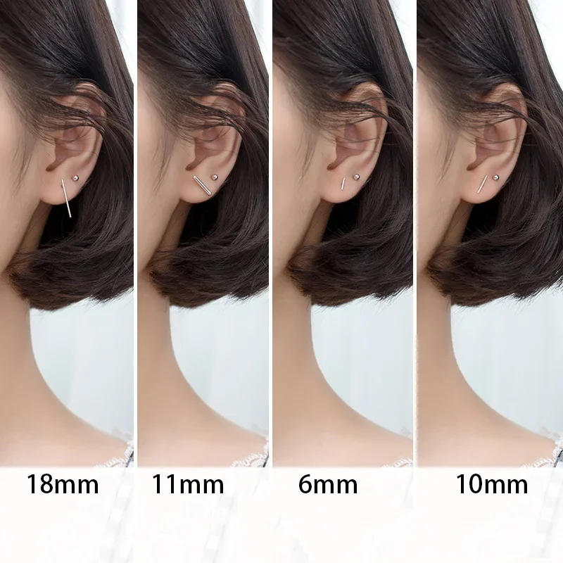 Trustdavis Wholesale New 100% 925 Solid Real Sterling Silver Cute Tiny Stick Stud Earrings Gift For Women Girls Kids Lady DA380