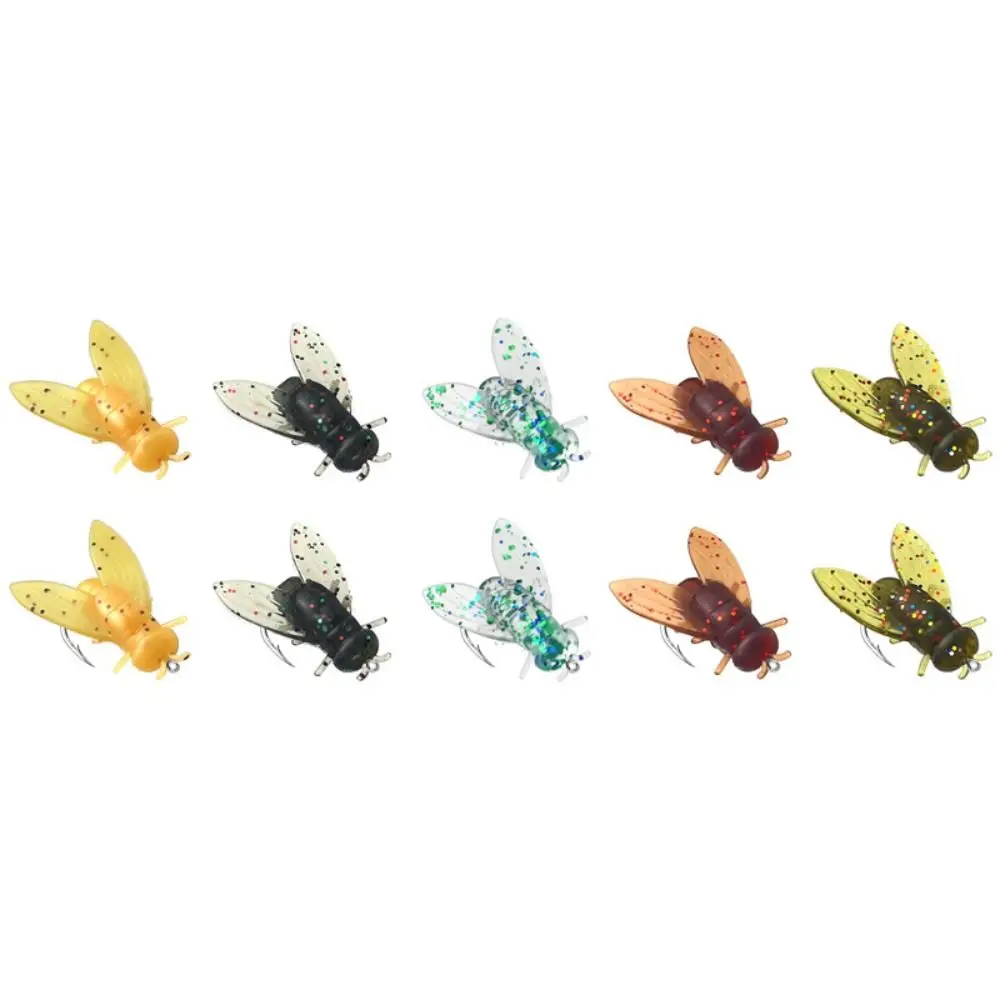 20PCS Portable PVC Bionic Fly Fishing Bait Spinner Swim Baits 5 Colors Flies Fly Fishing Fly Fishing Hook Fishing Accessories