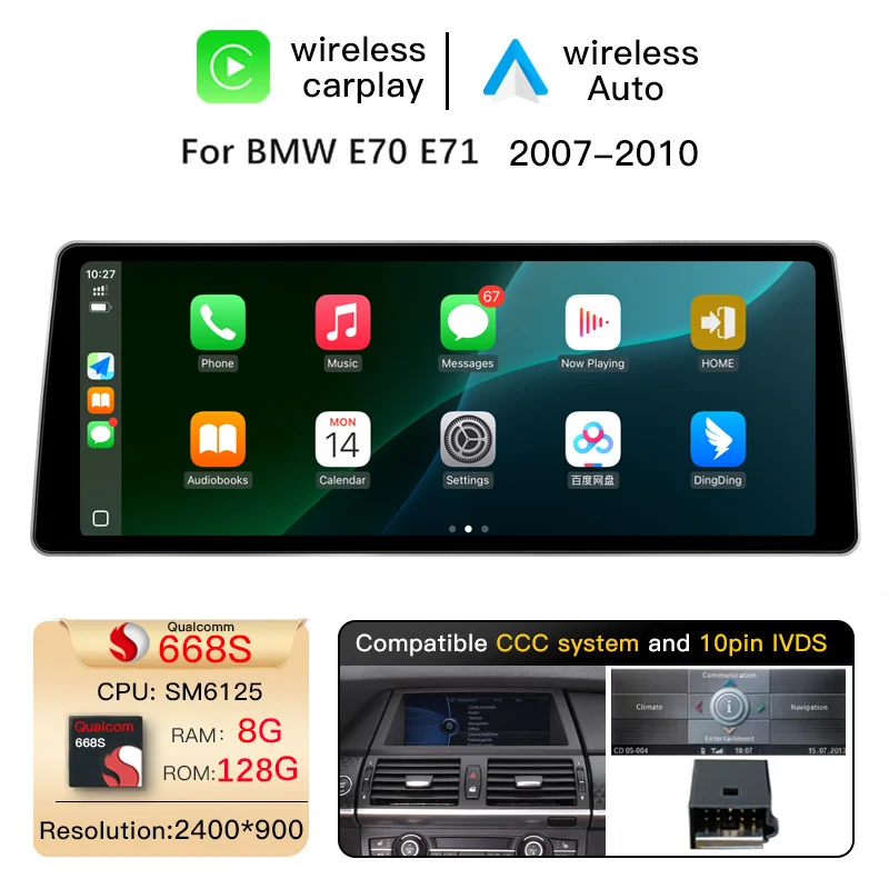 12,8 inch Snapdragon 665 Android 14 autoradio voor BMW X5 E70 X6 E71 2007-2013 CCC CIC stereo autoradio multimediaspeler scherm GPS navigatie
