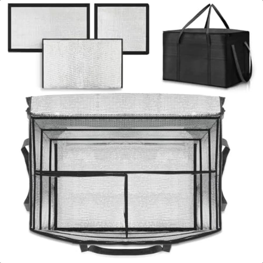 

23 x 14 x 15 Inch Insulated Food Delivery Bag with Removable Hard Bottom and Adjustable Compartments XLarge Pizza Delivery Bag