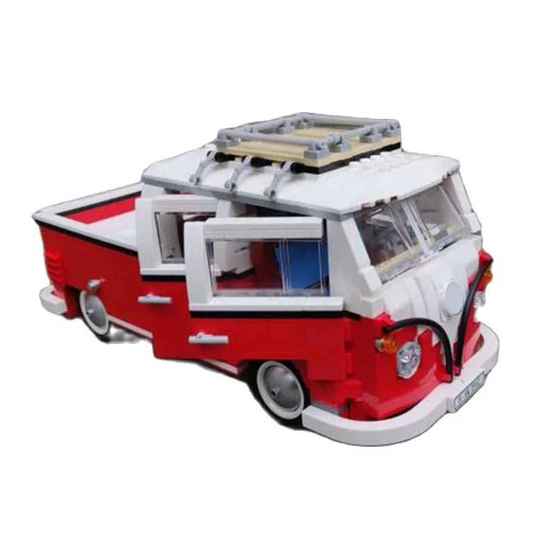 NEW VW T1 Doka 10220 T1 Camper Van Modified Truck MOC Building Blocks Car Model Bricks Bus 21001 DIY Toys For Children Gifts