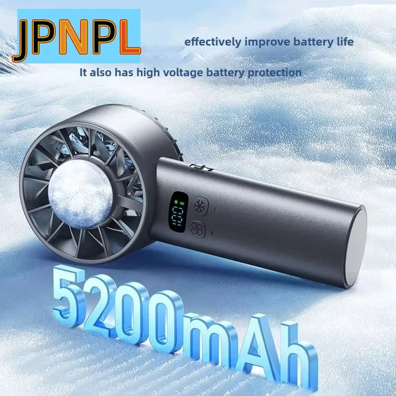 5200mah Handheld Fan Electric Hand Fans Ice Compress High-speed Cooling USB Rechargeable Portable LED Digital Display