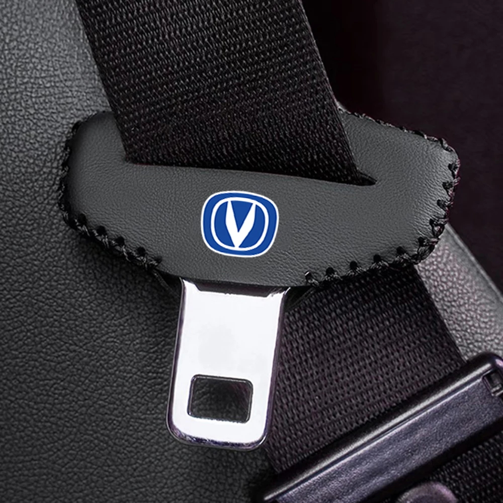 2pcs Car Seat Belt Buckle Plug Leather Car Seat Belt Clip Protective Covers for Changan CS15 CS35 CS55 CS75 CS85 CS95 UNI-V iDD