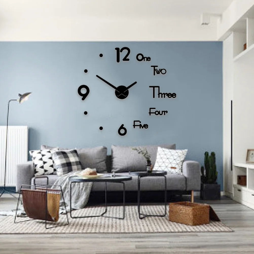 

1Pcs Nordic Style Wall Clock Mini Acrylic Silent Hanging Clock Sticker DIY Decoration for Home Living Room 27 Inch Black