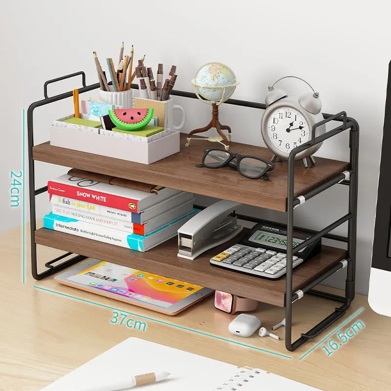 

2 Layers Desktop Bookshelf Desk Organizer Book Magazine Stand Shelf Rack Bookcase Stationery Storage Holder Office Accessories