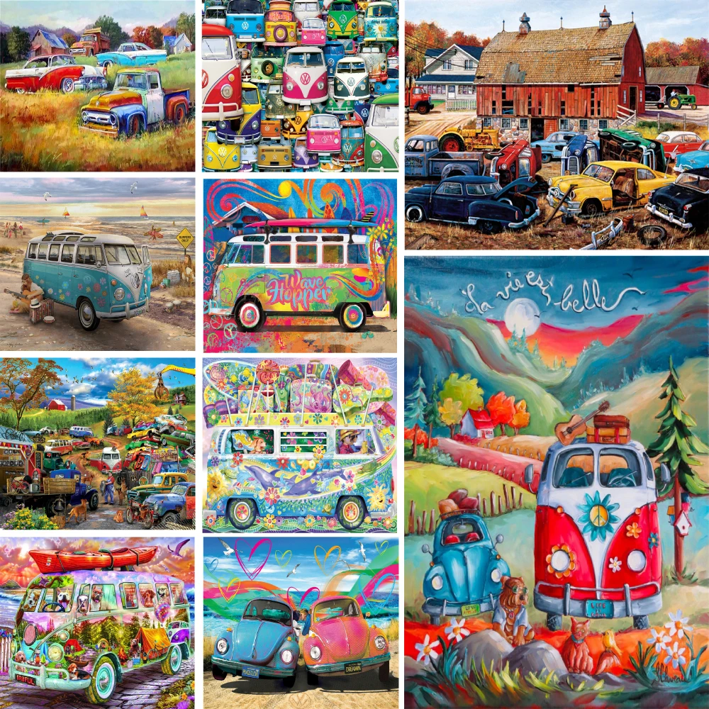 Cartoon Car Coloring By Numbers Painting Complete Kit Acrylic Paints 40*50 Oil Painting Loft Wall Picture For Adults Wholesale