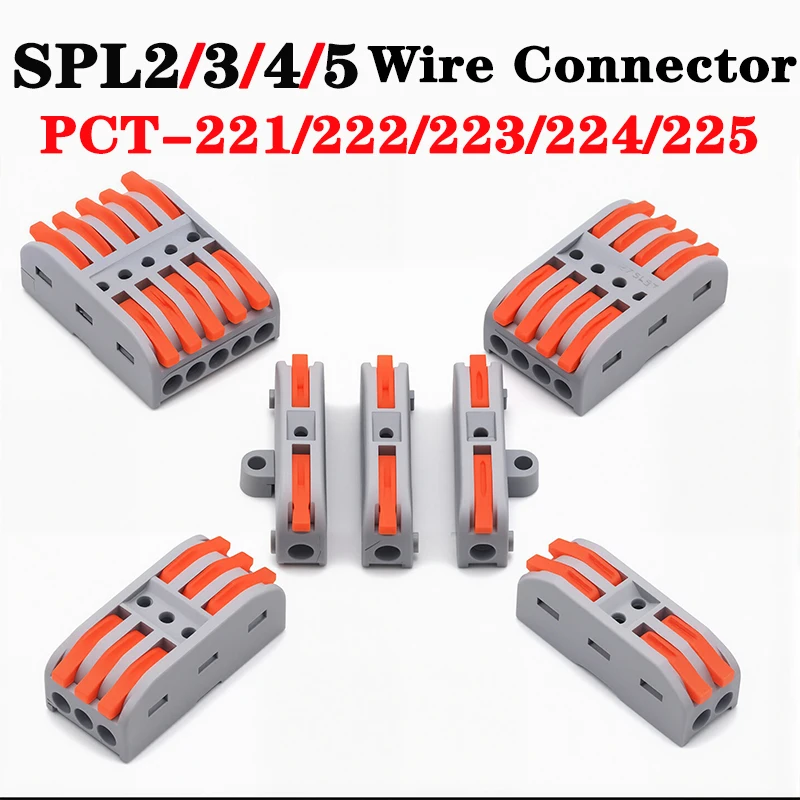 

10pcs Quick Push in Conductor Terminal 0.08-4.0mm Universal for Various Wiring SPL2/3/4/5 Connectors Junction Box