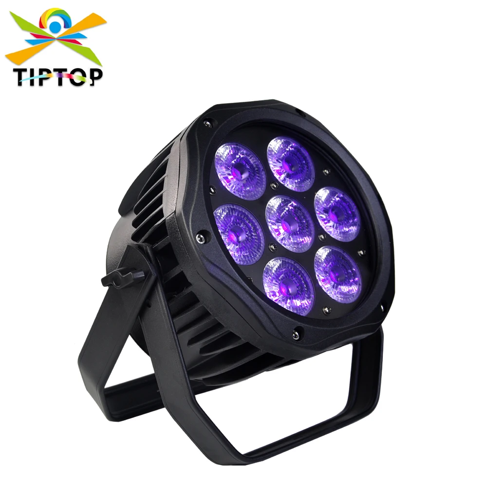 

Freeshipping 7x18W UV Color Aluminum Led Par Light 2 Channels Dimmer Strobe Dancing Club DMX Lighting Power IN OUT ultraviolet