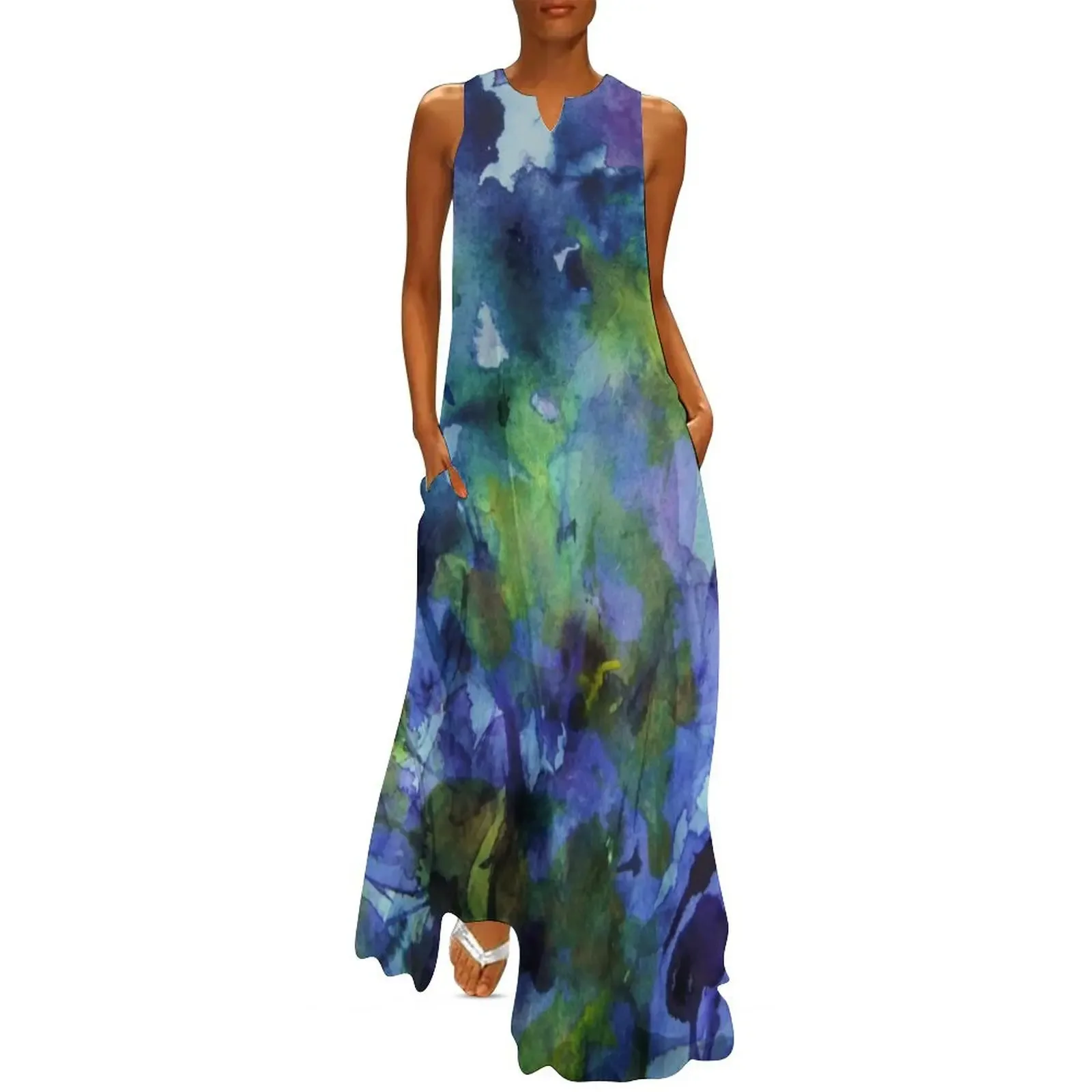 

watercolor in purple and green Long Dress women's clothing trend 2025 Women's summer dress Dress