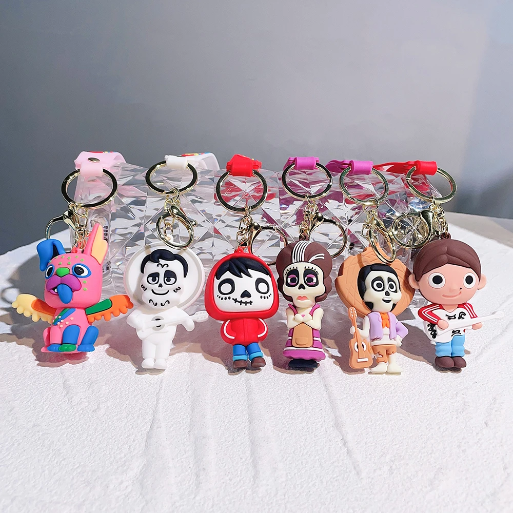 Disney Animation Coco Silicone Keychains Cartoon Figure Pendant Keyring Jewelry Keyholder for Car Key Bag Accessories Gift