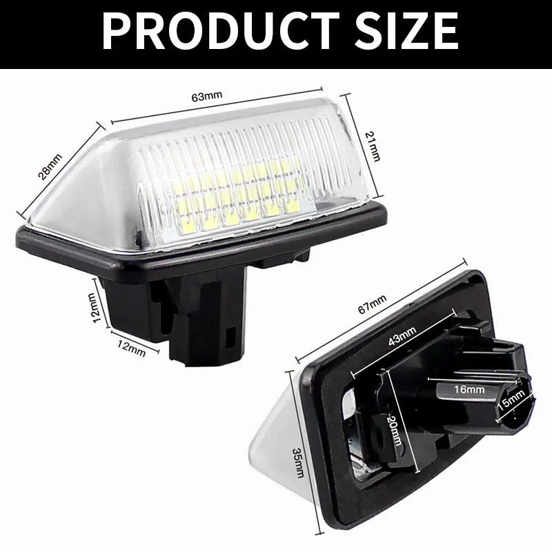 2pcs LED License Plate Light For Toyota Corolla Crown S180 Noah Voxy Starlet EP91 Previa ACR50 GSR50 12V White Car Number Lamp view 6