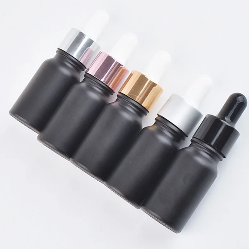 

6pcs 10ml Frost Black Glass Essential Oil Dropper Bottle Wtih Piepette Drop Vials Containers Refillable E-liquid Vials