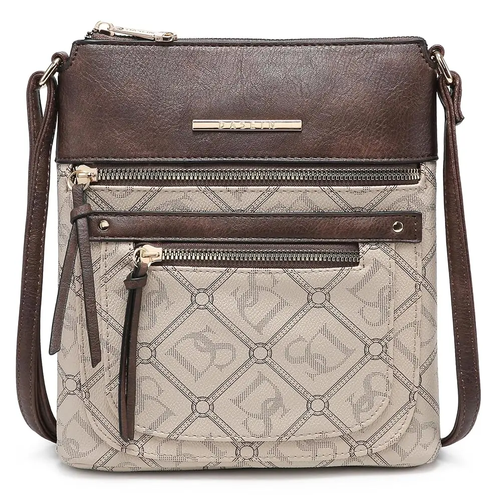 Crossbody Purse for Women Vegan Leather Shoulder Handbags Messenger Bags with Multi Zipper Pockets