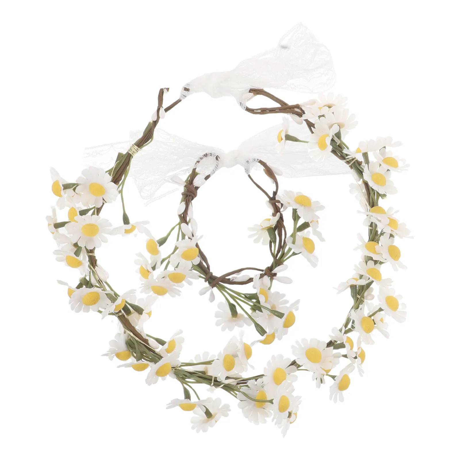 

Набор: реалистичный венок из маргариток с повязкой на голову и браслетом в тон, искусственная цветочная корона для женщин, для свадьбы, вечеринки, фестиваля, косплея