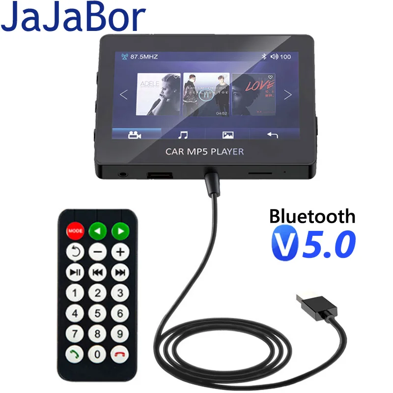 

JaJaBor Car MP5 Player FM Transmitter HD Video with Remote Controllor Multi Media Player Bluetooth 5.0 handsfree FM modulator