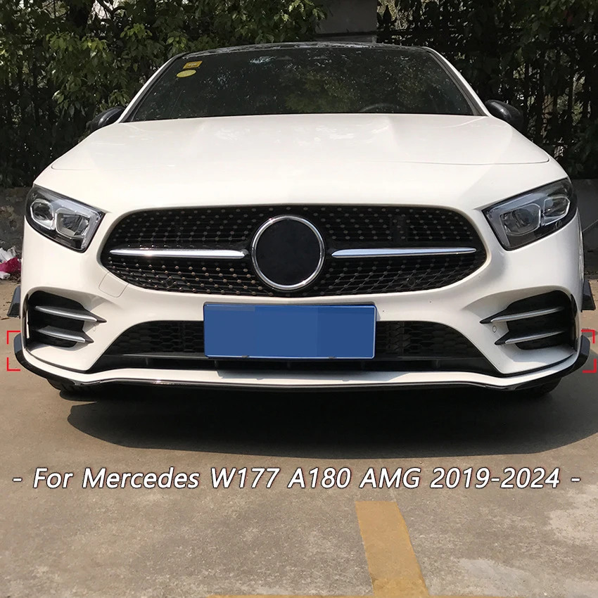 

For Mercedes benz A Class W177 A180 A200 A220 A250 AMG 2019-2024 Car Modified Front Lip Front Shovel Front Bumper Lip Splitter