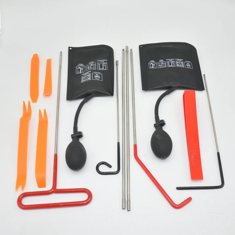 Full Professional Automotive Tool Kit with Long Reach Grabber with Air Wedge Bag Pump Non Marring Wedge for Car