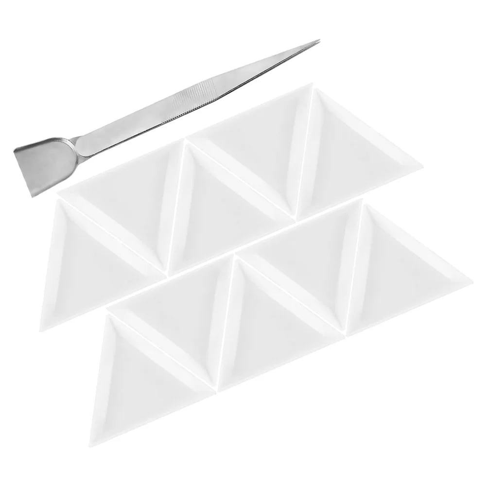 

1set Bead Sorting Tray Stainless Steel Tweezers Scoop Triangle Plates Rhinestone Trays Jewelry Storage Box Bead Tools