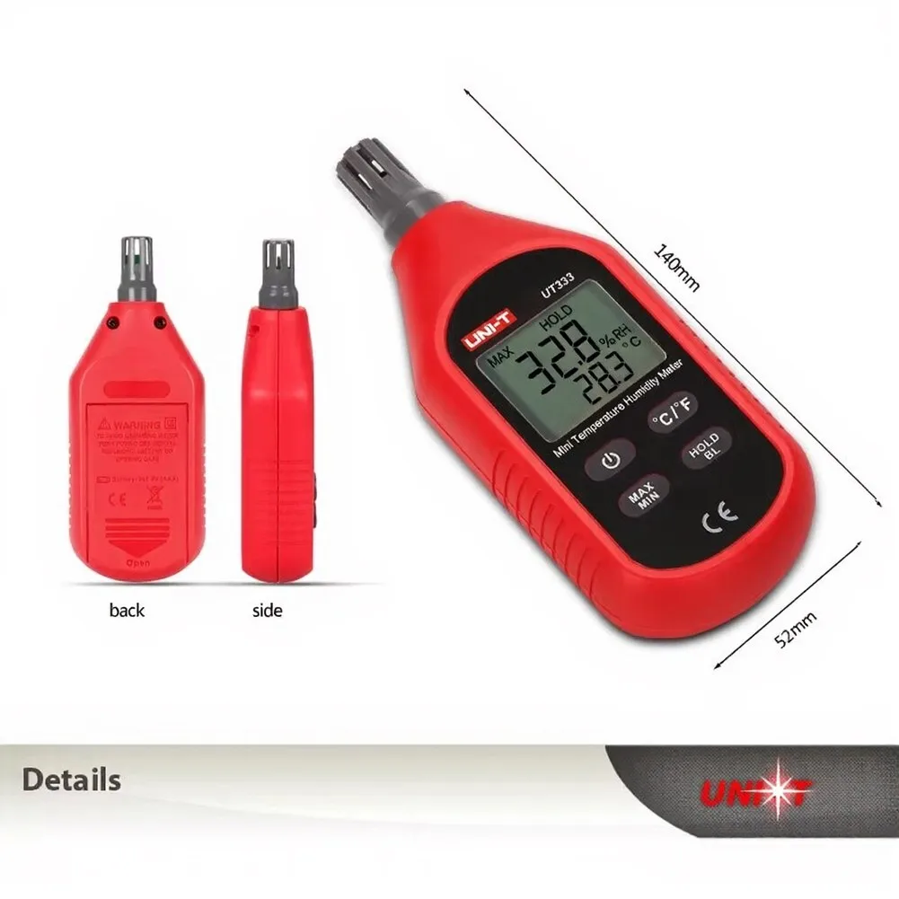 UNI-T UT333 Mini- Hygrometer Thermometer Digital LCD Display Indoor Outdoor Temperature Humidity Meter Fahrenheit/Celsius Meter