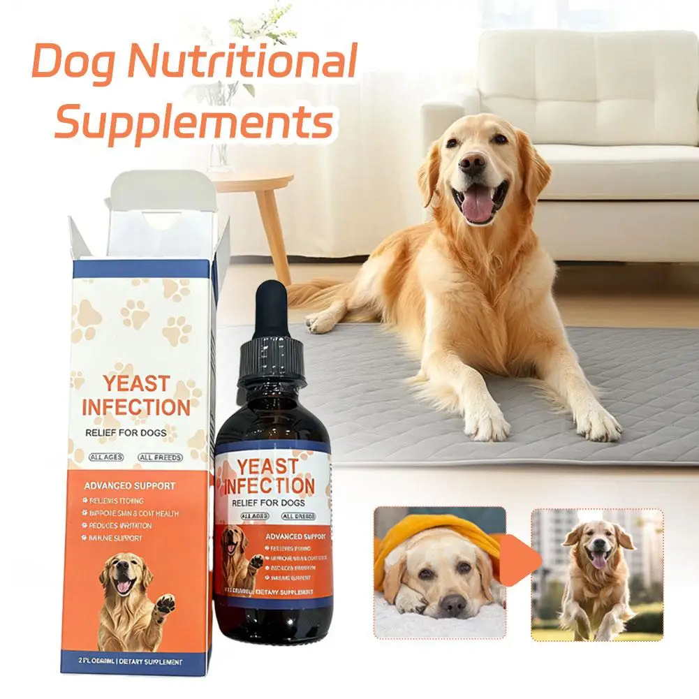 60ml Antipruritic Fur Health Immune Support Yeast Infection Relief Drops For Dog Cat Irritation Skin Pet Nutritional Supplement