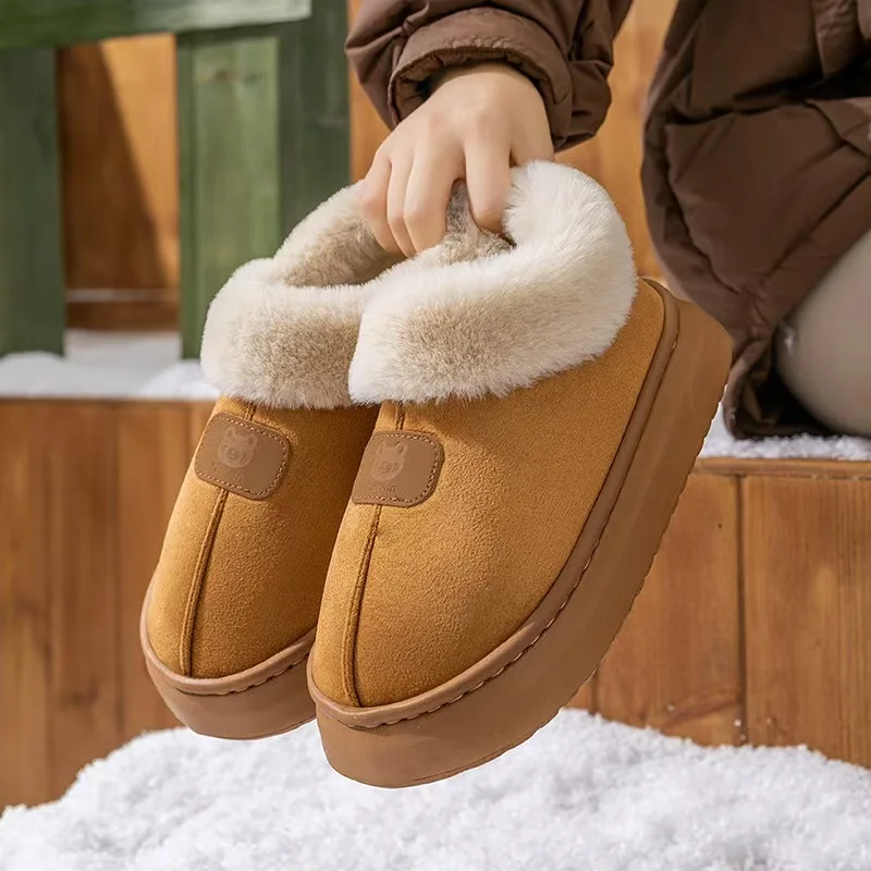 أحذية قطنية للخريف والشتاء، شباشب نسائية من القطيفة مع أحذية قطنية دافئة وغير قابلة للانزلاق للاستخدام الداخلي، ملابس خارجية للرجال