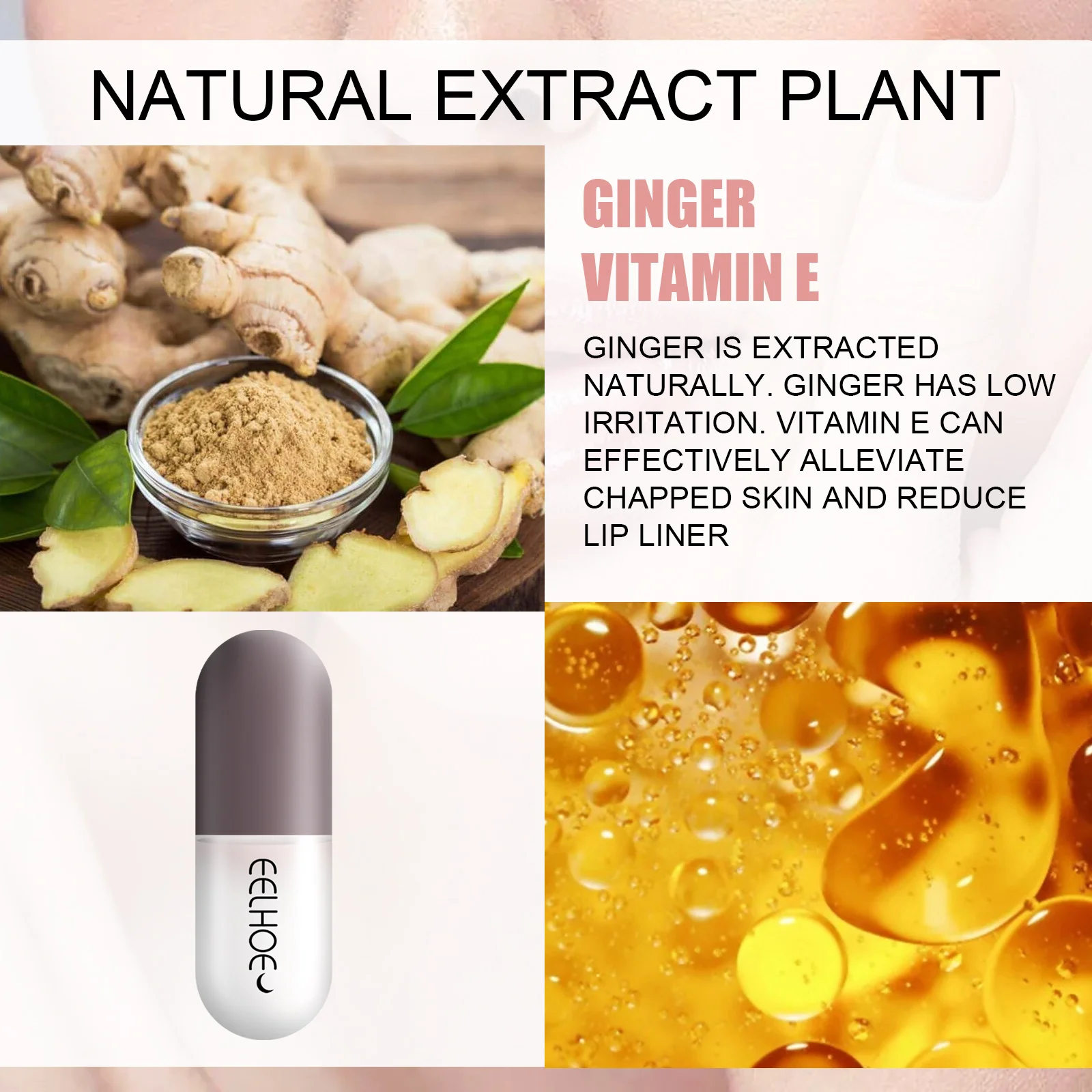 كبسولات العناية بالشفاه النهارية الليلية، مصل الشفاه المرطب الممتلئ، يعزز مرونة الشفاه والرطوبة،